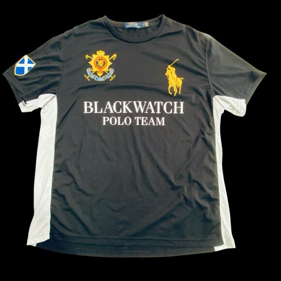 Polo Ralph Lauren Blackwatch Team Shirt Mens Large Black Custom Fit Pony Crest L